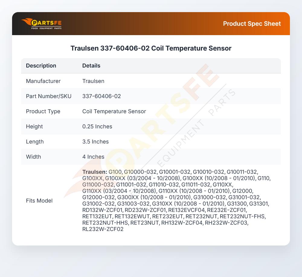 Traulsen 337-60406-02 Coil Temperature Sensor