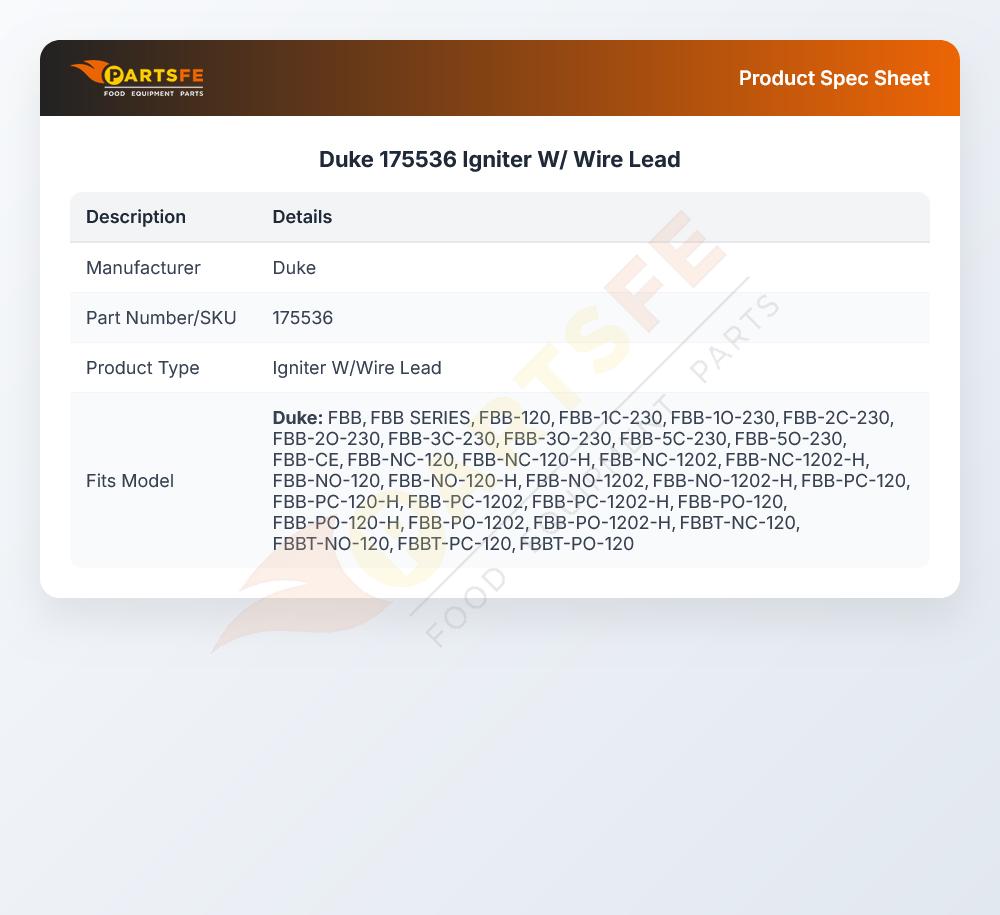 Duke 175536 Spark Ignitor