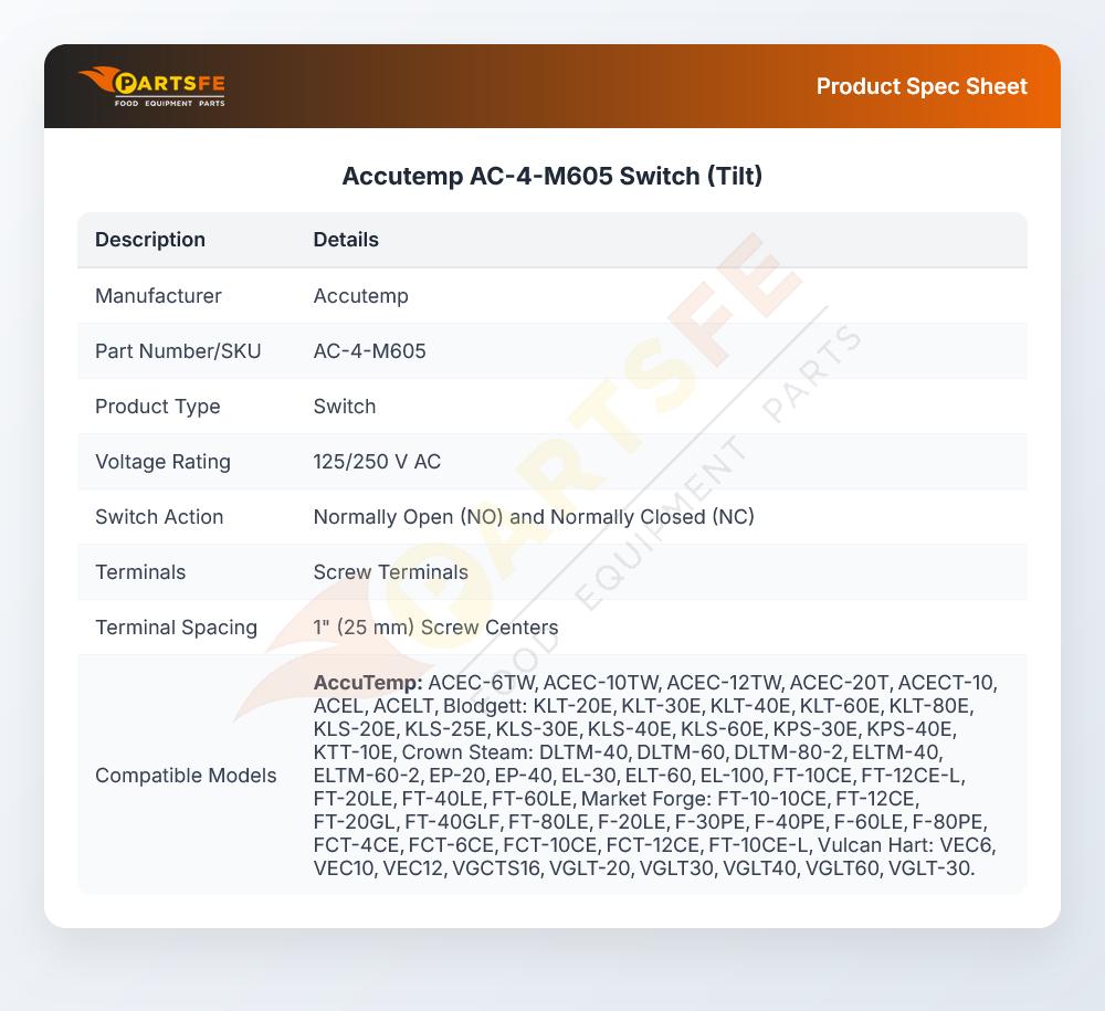 Accutemp AC-4-M605 Switch (Tilt)