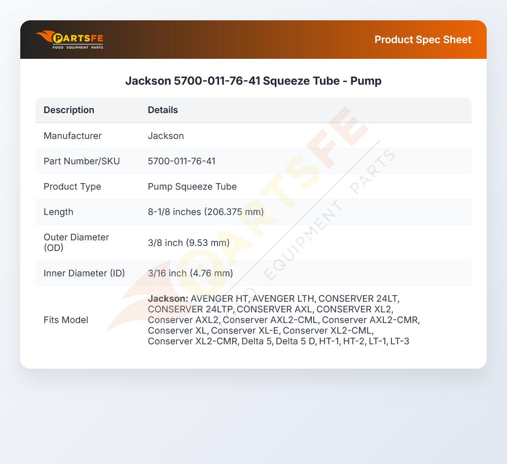 Jackson 5700-011-76-41 Squeeze Tube - Pump