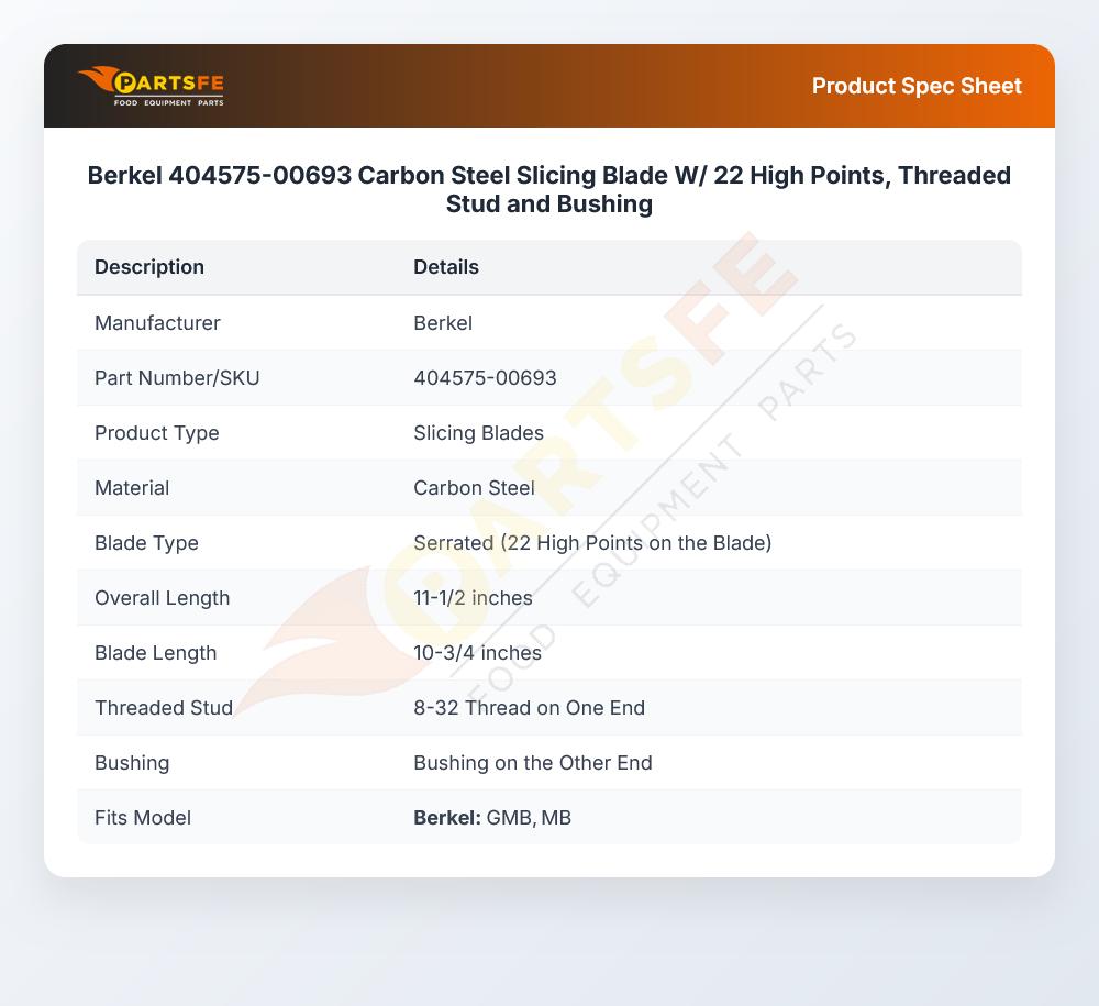 Berkel 404575-00693 Slicing Blade Carbon Steel