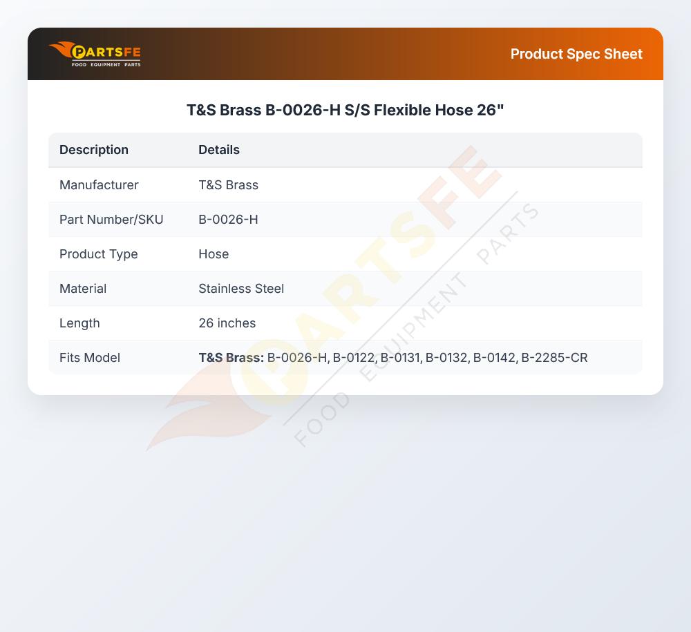 T&S Brass B-0026-H S/S Flexible Hose 26"