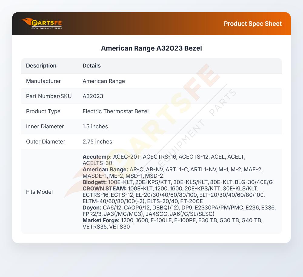 American Range A32023 Bezel