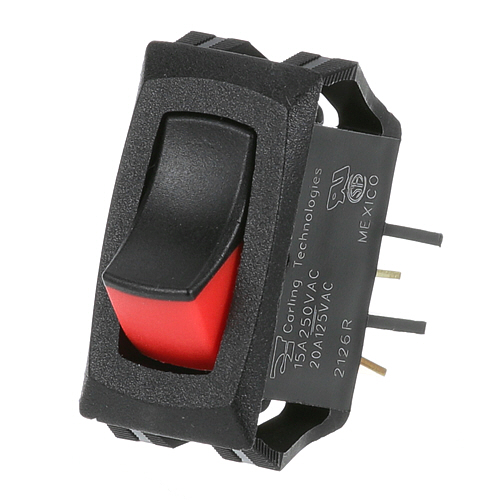 Star Mfg Y8217 SPST Red/Black Rocker Switch, On/off, 9/16 X 1-1/8