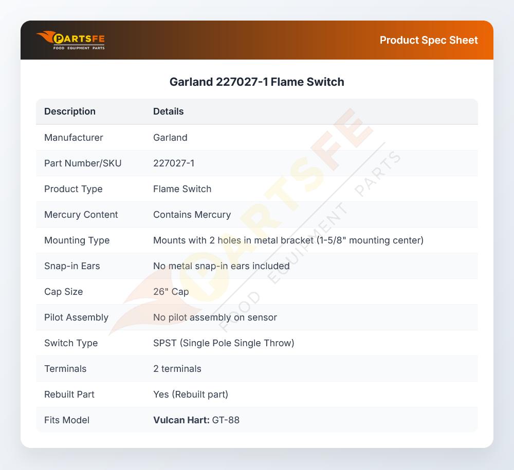 Garland 227027-1 Flame Switch