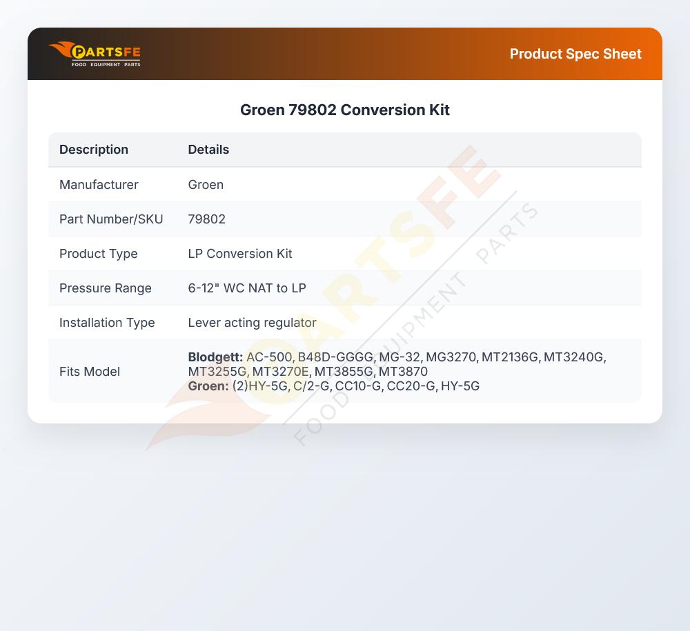 Groen 79802 Conversion Kit