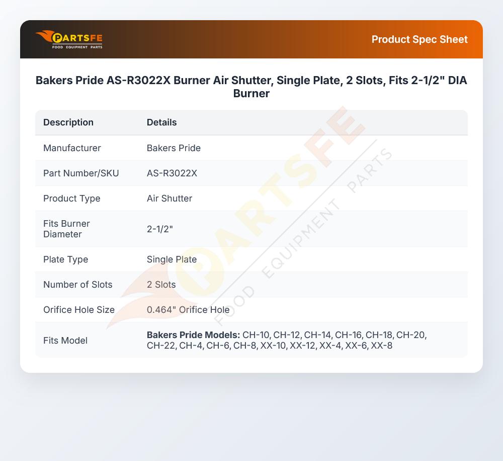 Bakers Pride AS-R3022X Air Mixer Cap W/Screw