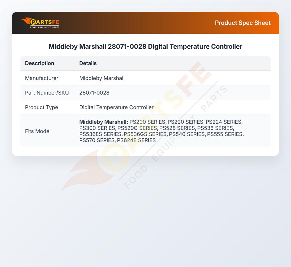 Middleby Marshall 28071-0028 Digital Temperature Controller