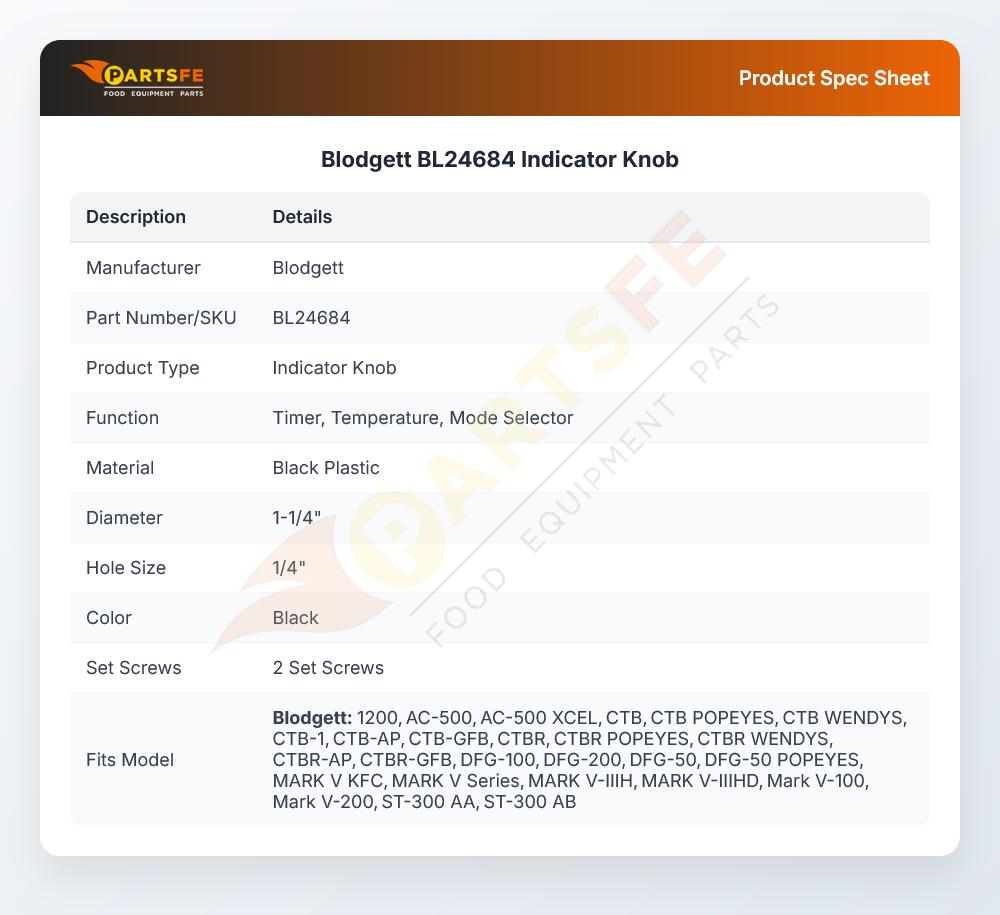 Blodgett BL24684 Indicator Knob