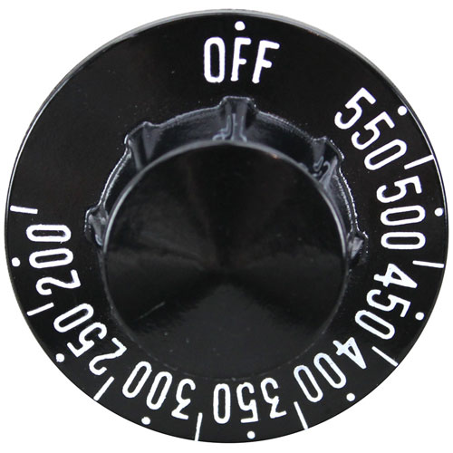 Blodgett 11224 Black Printed Knob, 2-1/4 DIA, OFF-550-200F, Mount .187", Position D