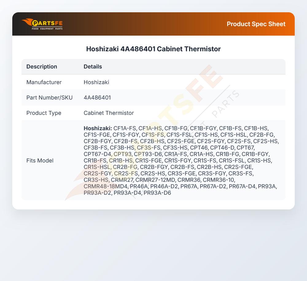 Hoshizaki 4A486401 Cabinet Thermistor