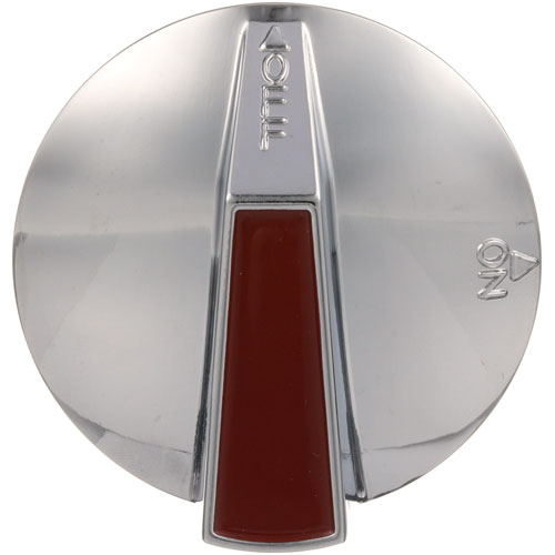 Jade Range JD3023100200 Chrome OFF/ON Burner Valvue Knob, Chrome W/Red Stripe, 2-3/8" DIA, Mount .24", Flat Down, 7/16" Protrusion