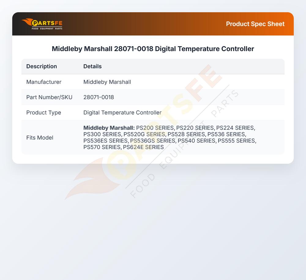 Middleby Marshall 28071-0018 Digital Temperature Controller