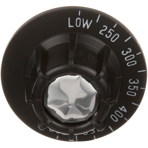 Southbend 1010400 Flat Down Thermostat Knob For Oven Dial, 2-1/2" DIA, LOW-250-500F, Mount .290", Position Flat at 260F