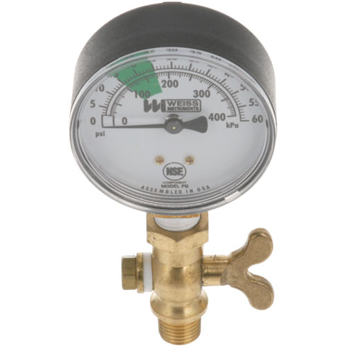 Stero P65-1136 2-1/2" Bottom Mount Pressure Gauge, 0-60 PSI, 1/4" MPT