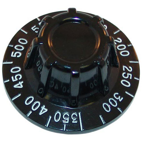 Montague MONV2GB Oven Flat Down Thermostat Knob 2-1/2" DIA, 150-550F, Mount .290", Position 4 Way