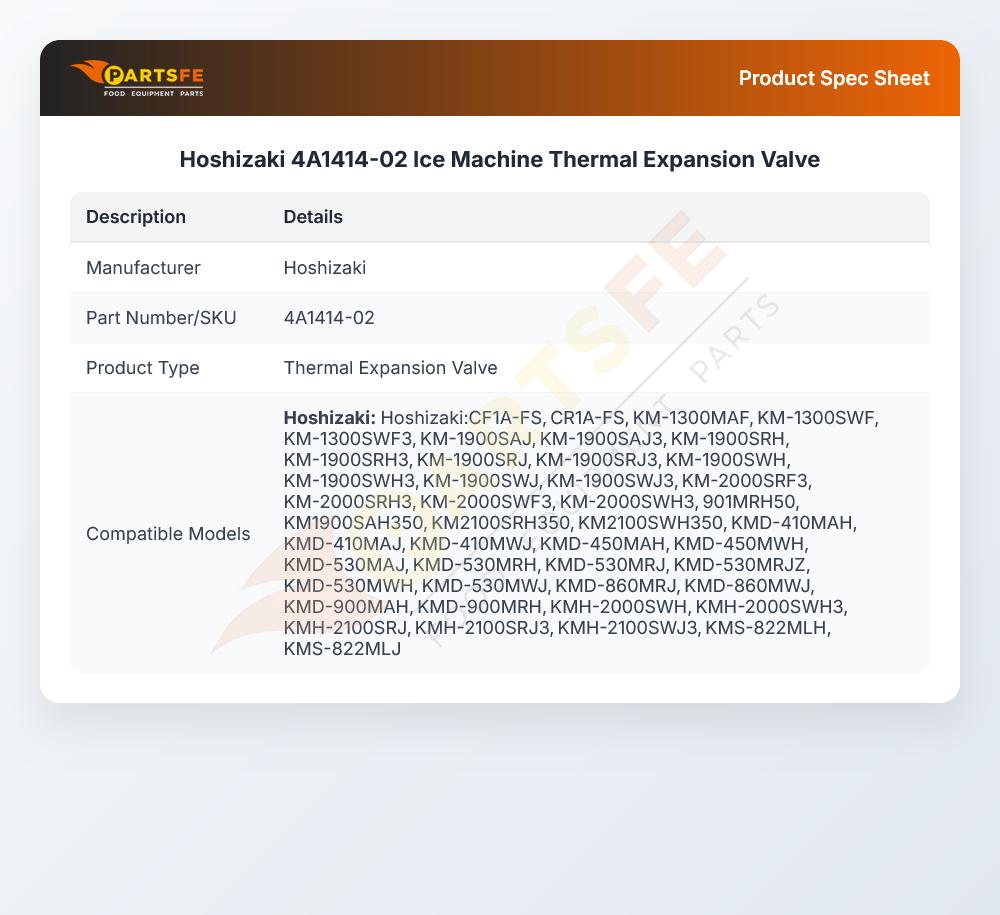 Hoshizaki 4A1414-02 Ice Machine Thermal Expansion Valve