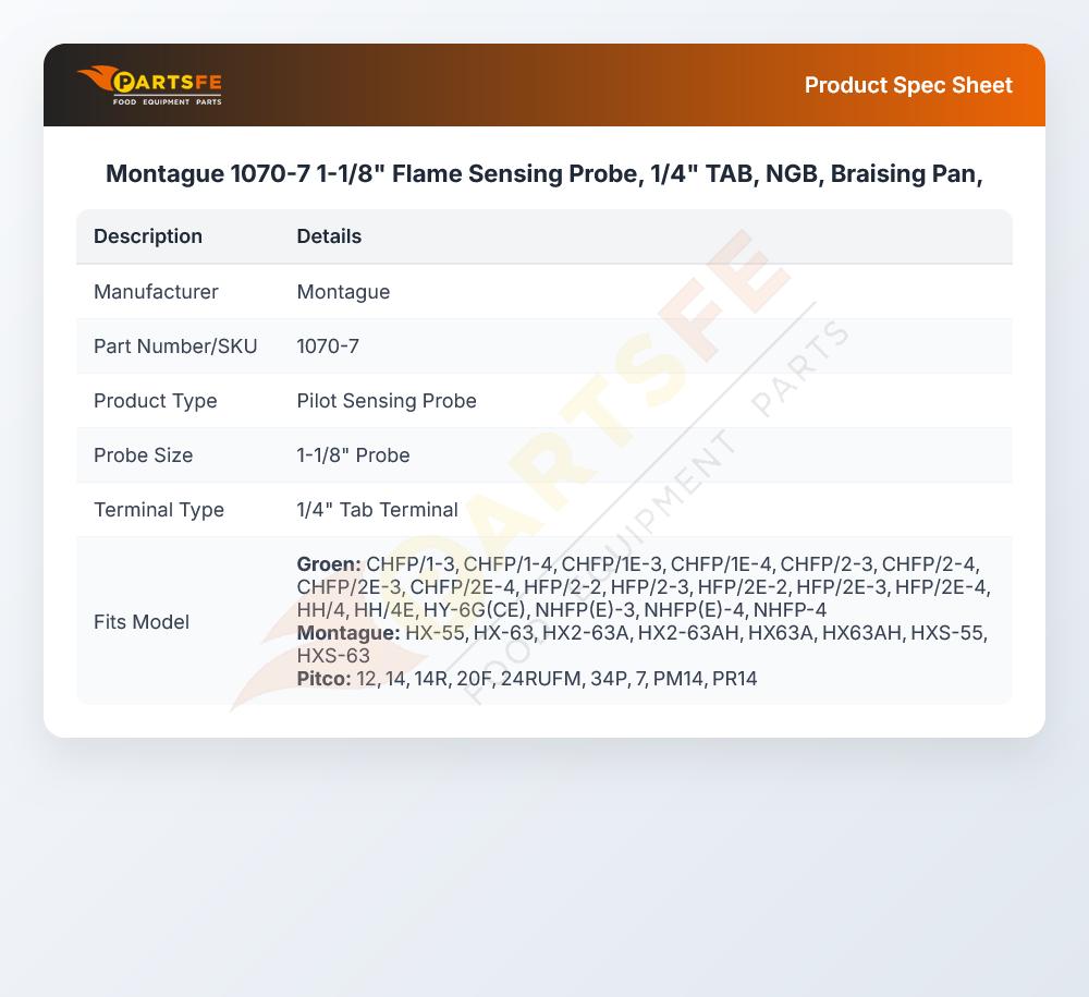 Montague 1070-7 Flame Sensor Probe