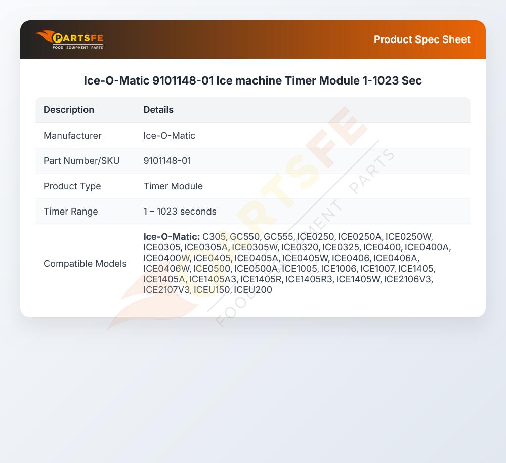 Ice-O-Matic 9101148-01 Ice machine Timer Module 1-1023 Sec