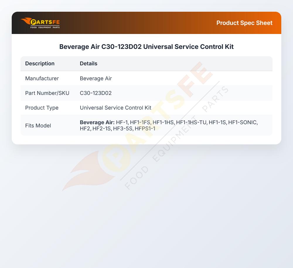 Beverage Air C30-123D02 Universal Service Control Kit