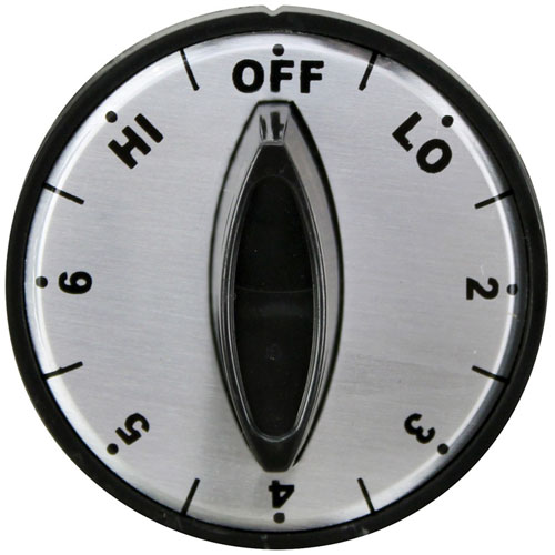 SECO 17-7950 Flat Down Chrome Face Knob 2" DIA, OFF-LO-2-6-HI, Mount .187", Fixed Overlay