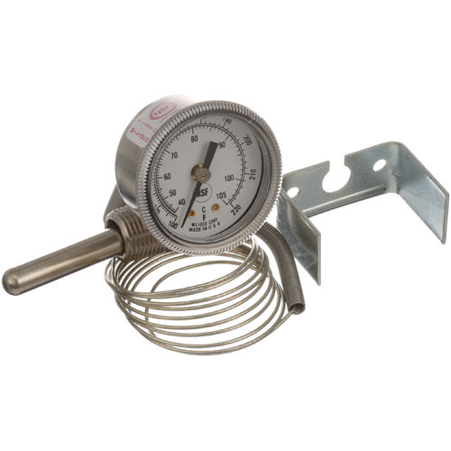 American Dish Service 299-1005 Temperature Gauge 1/2" MPT  W/ 1/4" X 2" Bulb Palnut Rear Mount