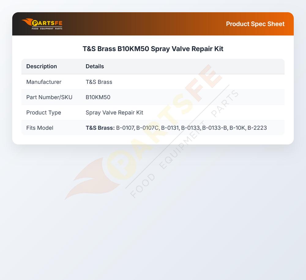 T&S Brass B10KM50 Spray Valve Repair Kit