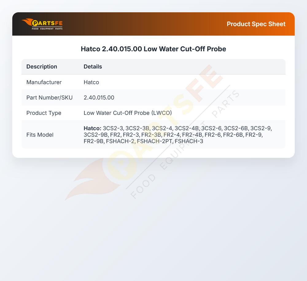 Hatco 2.40.015.00 Low Water Cut-Off Probe