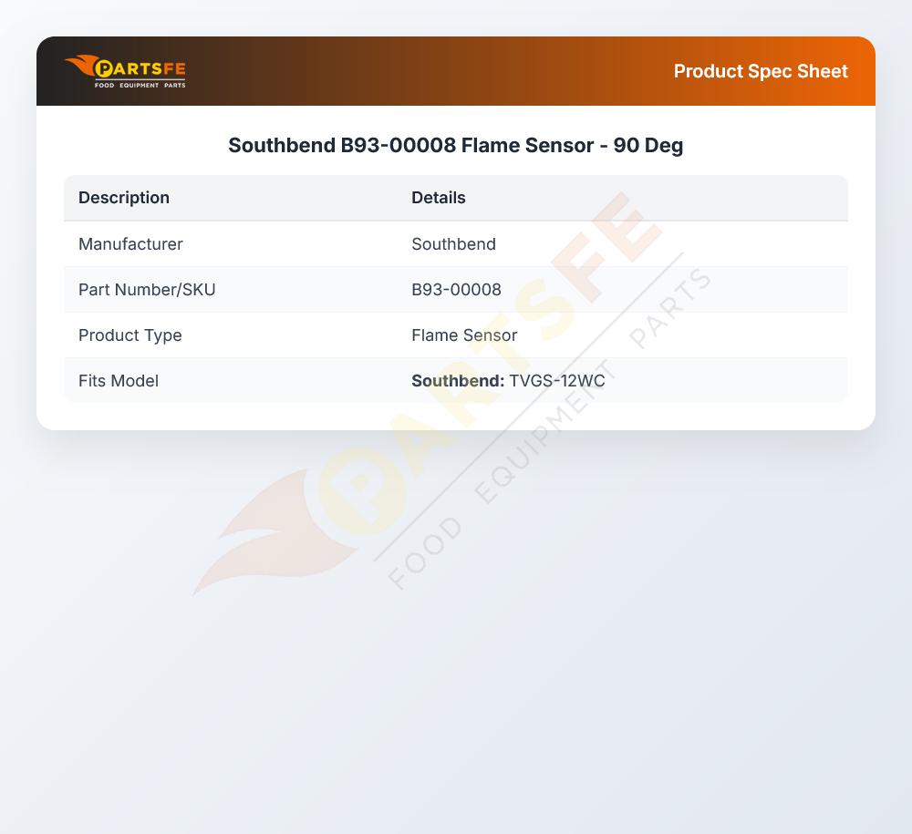 Southbend B93-00008 Flame Sensor 90&deg;