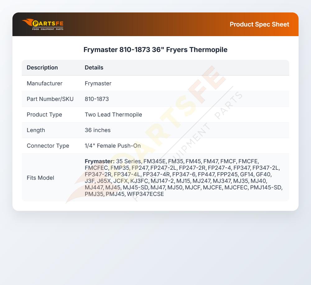 Frymaster 810-1873 Fryer Thermopile 36"