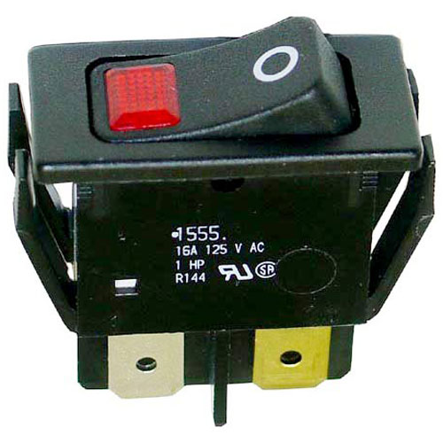 Hatco HT2-19-080-00 Red Light Rocker Switch W/ 1/2" X 1-1/8" Hole & 1/4 Tabs, 16A 125V