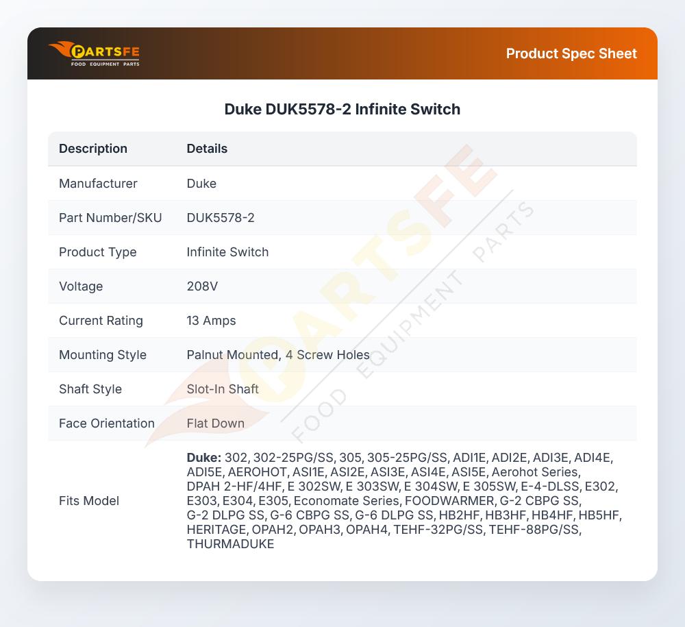 Duke DUK5578-2 Infinite Switch