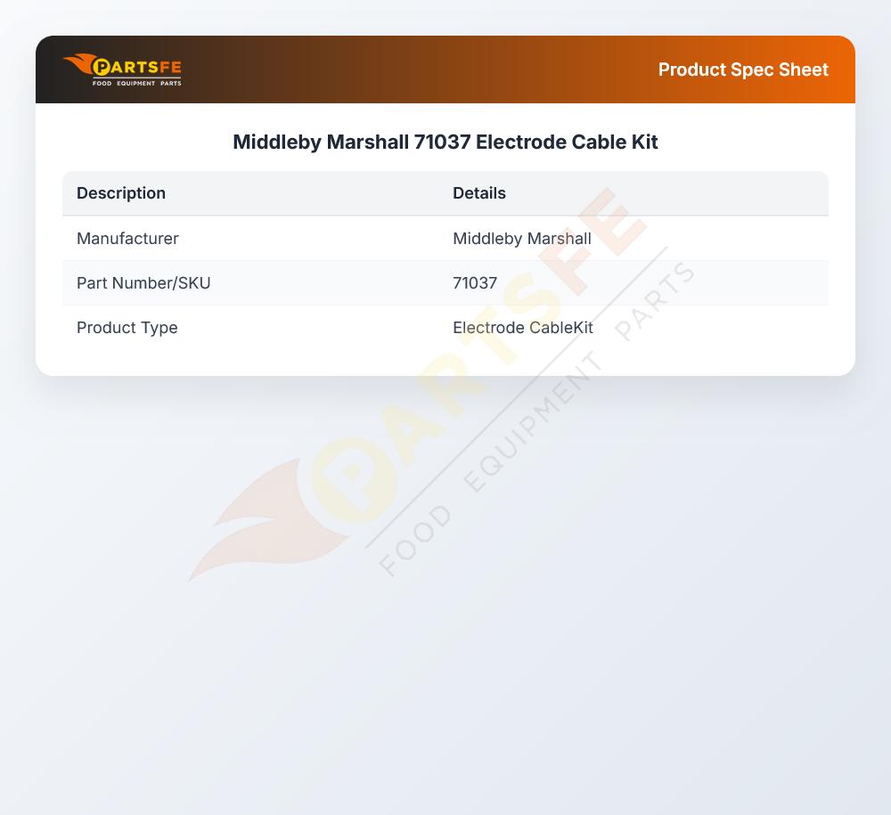 Middleby Marshall 71037 Electrode Cable Kit
